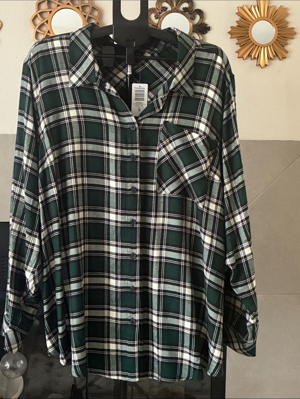 Lizzie brushed rayon acrylic button down, long sleeve - Torrid